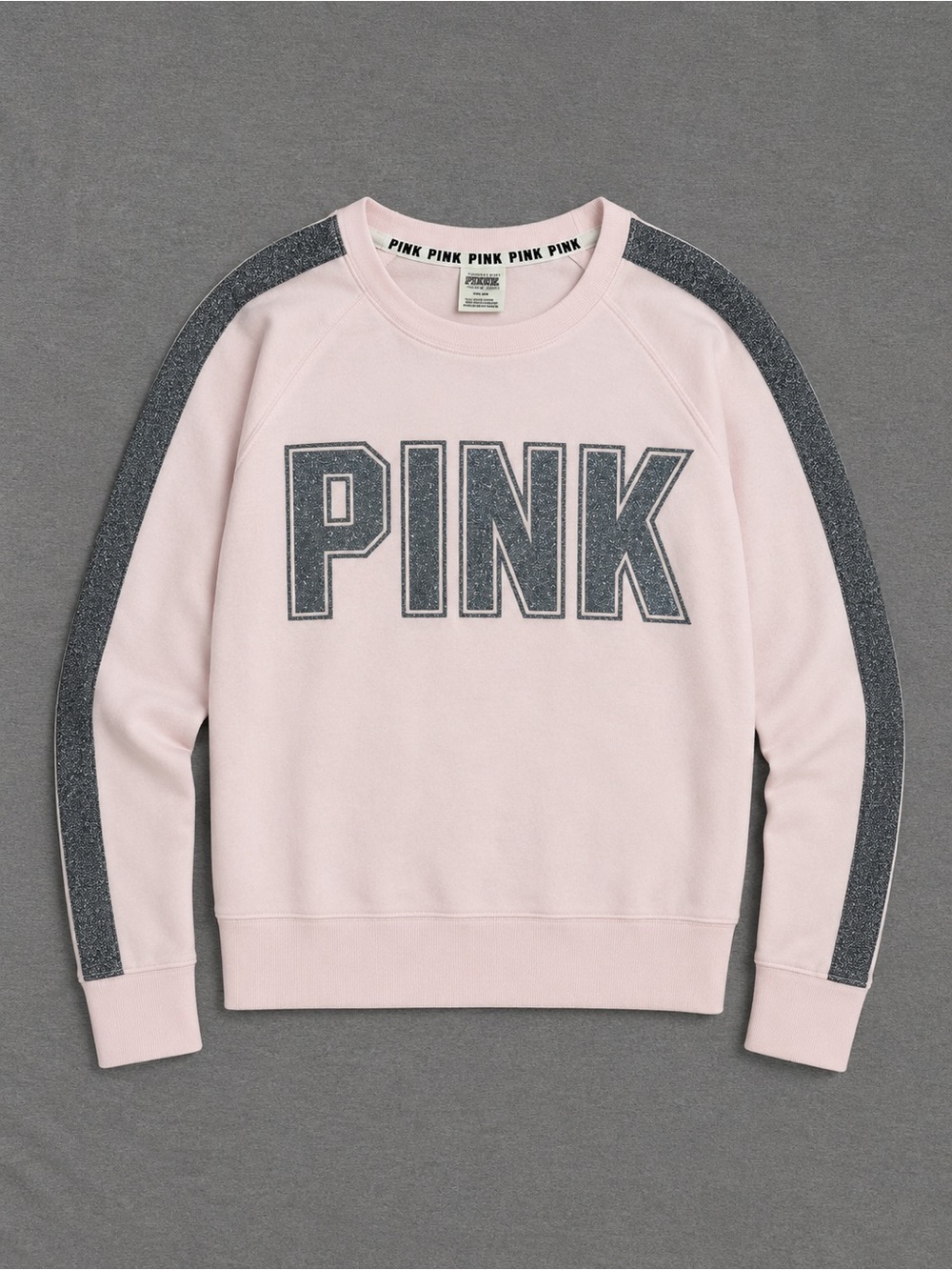 Victoria's Secret PINK Light Pink Glitter Logo Crew Sweatshirt